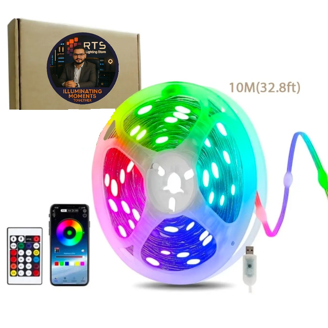 10M RGB LED Smart String Light | Bluetooth, USB, App & Remote Control | Waterproof with Music Sync