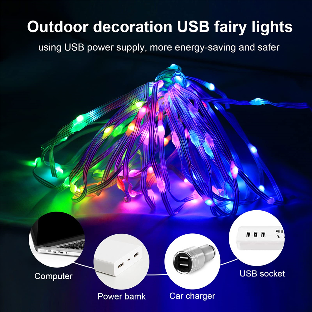 10M RGB LED Smart String Light | Bluetooth, USB, App & Remote Control | Waterproof with Music Sync - Image 8