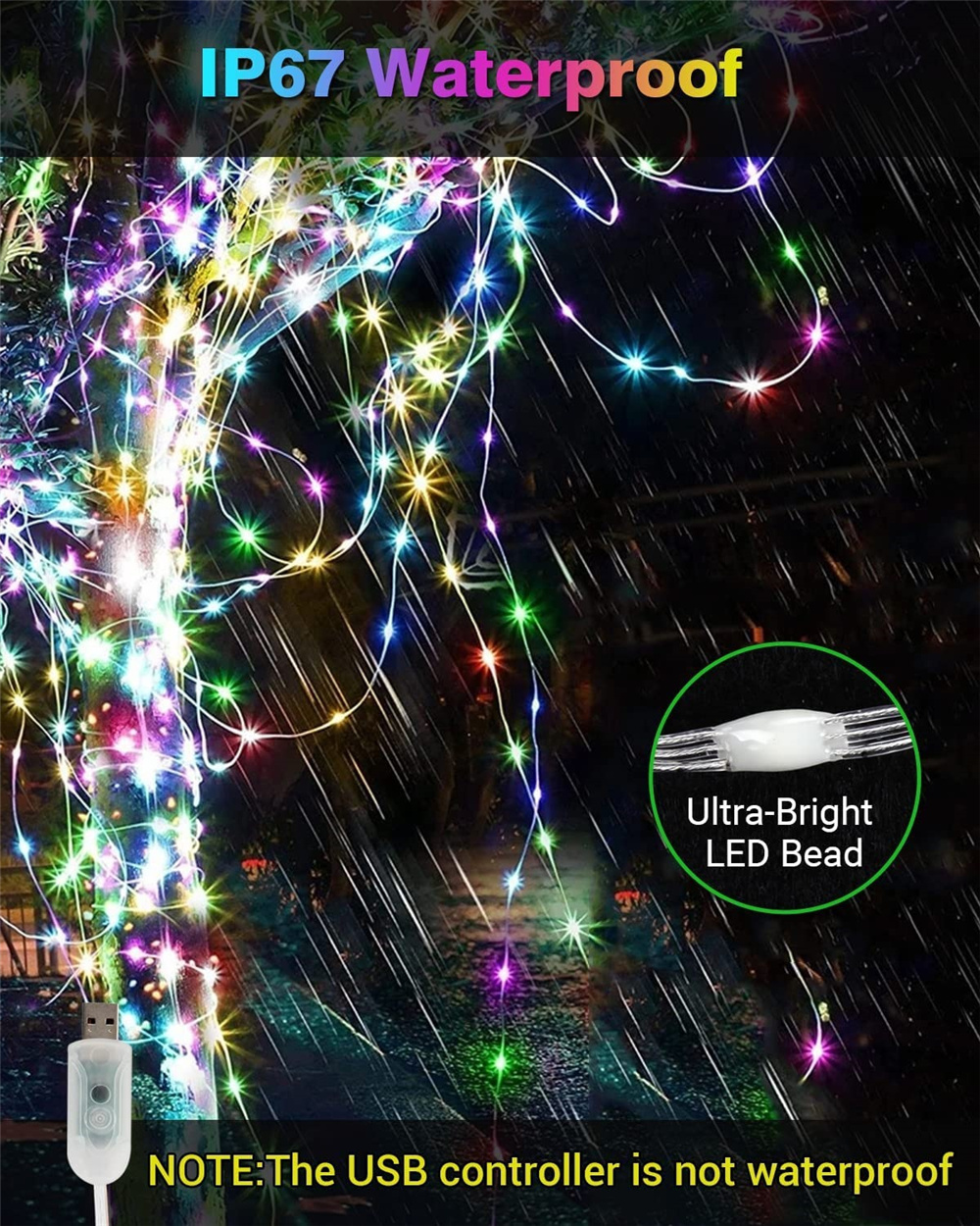 10M RGB LED Smart String Light | Bluetooth, USB, App & Remote Control | Waterproof with Music Sync - Image 3