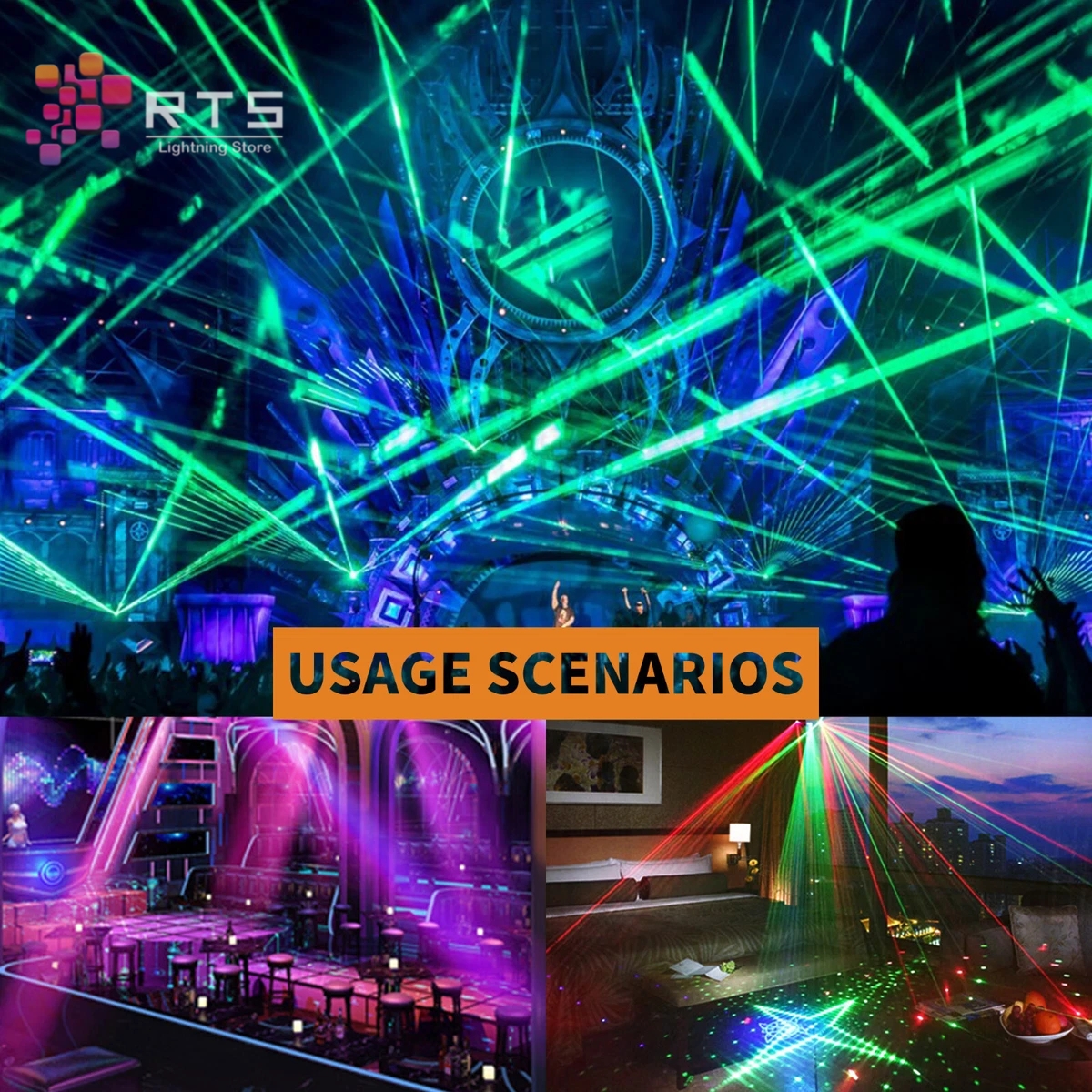 Double Head RGB Laser Beam Projector – 4×500 mW (2 W) | DMX, Sound, Auto, Master/Slave – Club & Event Stage Light - Image 3