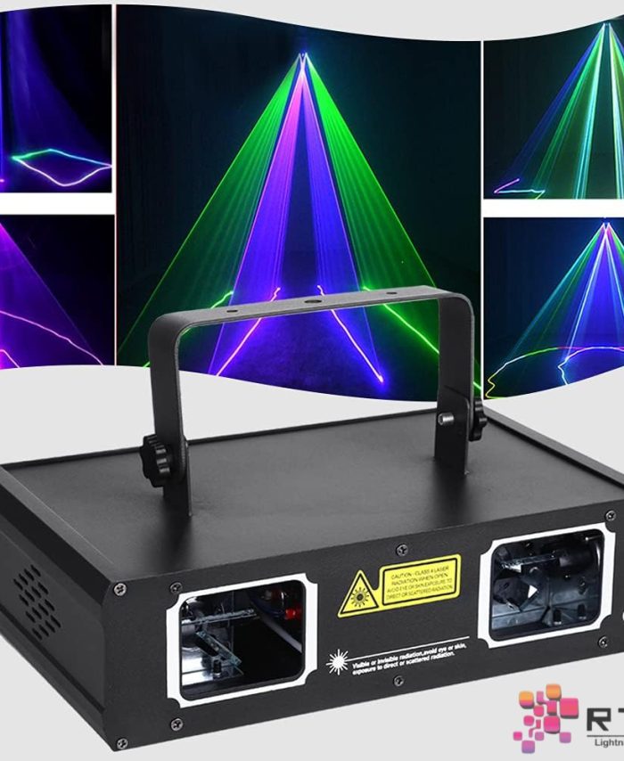 Double Head RGB Laser Beam Projector – 4×500 mW (2 W) | DMX, Sound, Auto, Master/Slave – Club & Event Stage Light