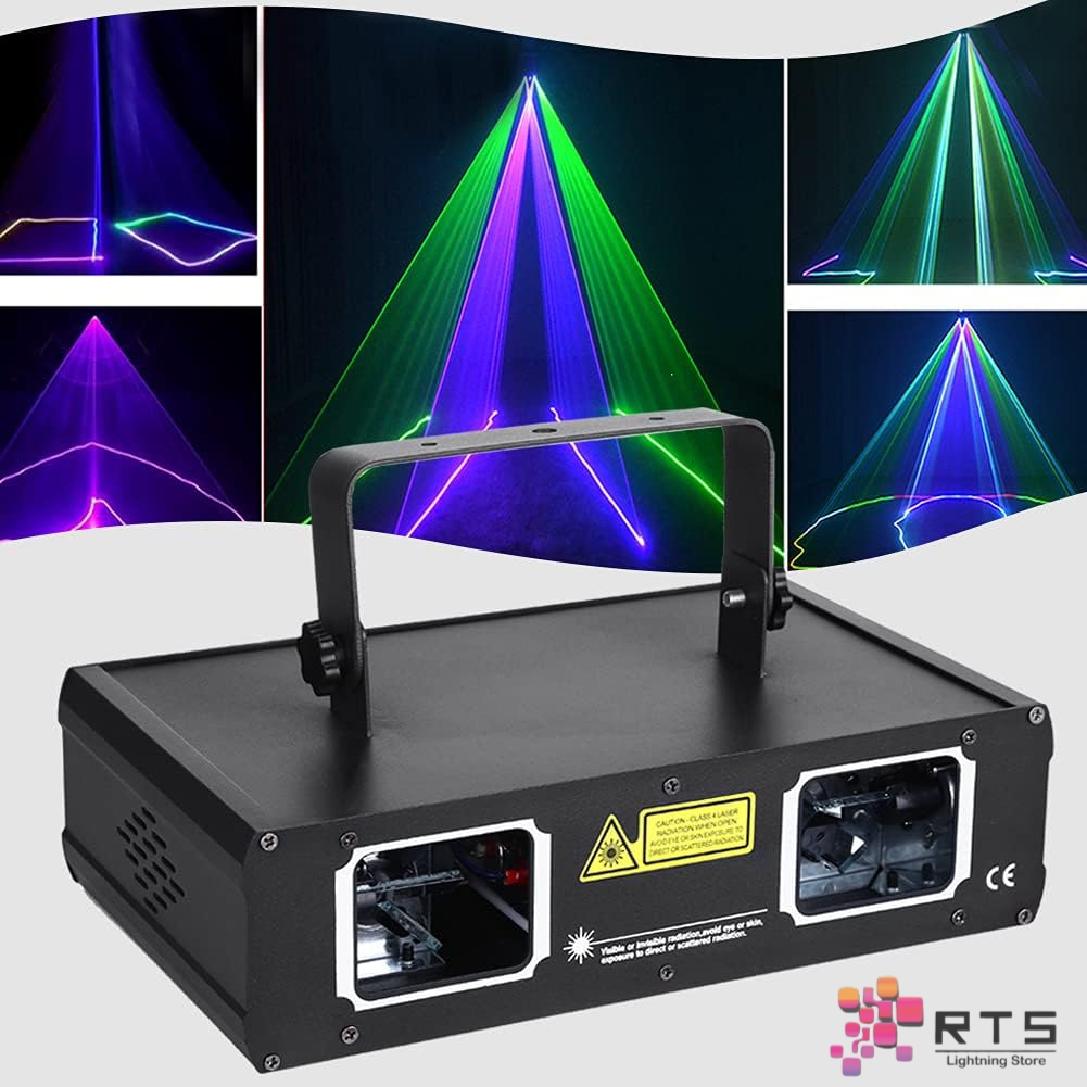 Double Head RGB Laser Beam Projector – 4×500 mW (2 W) | DMX, Sound, Auto, Master/Slave – Club & Event Stage Light